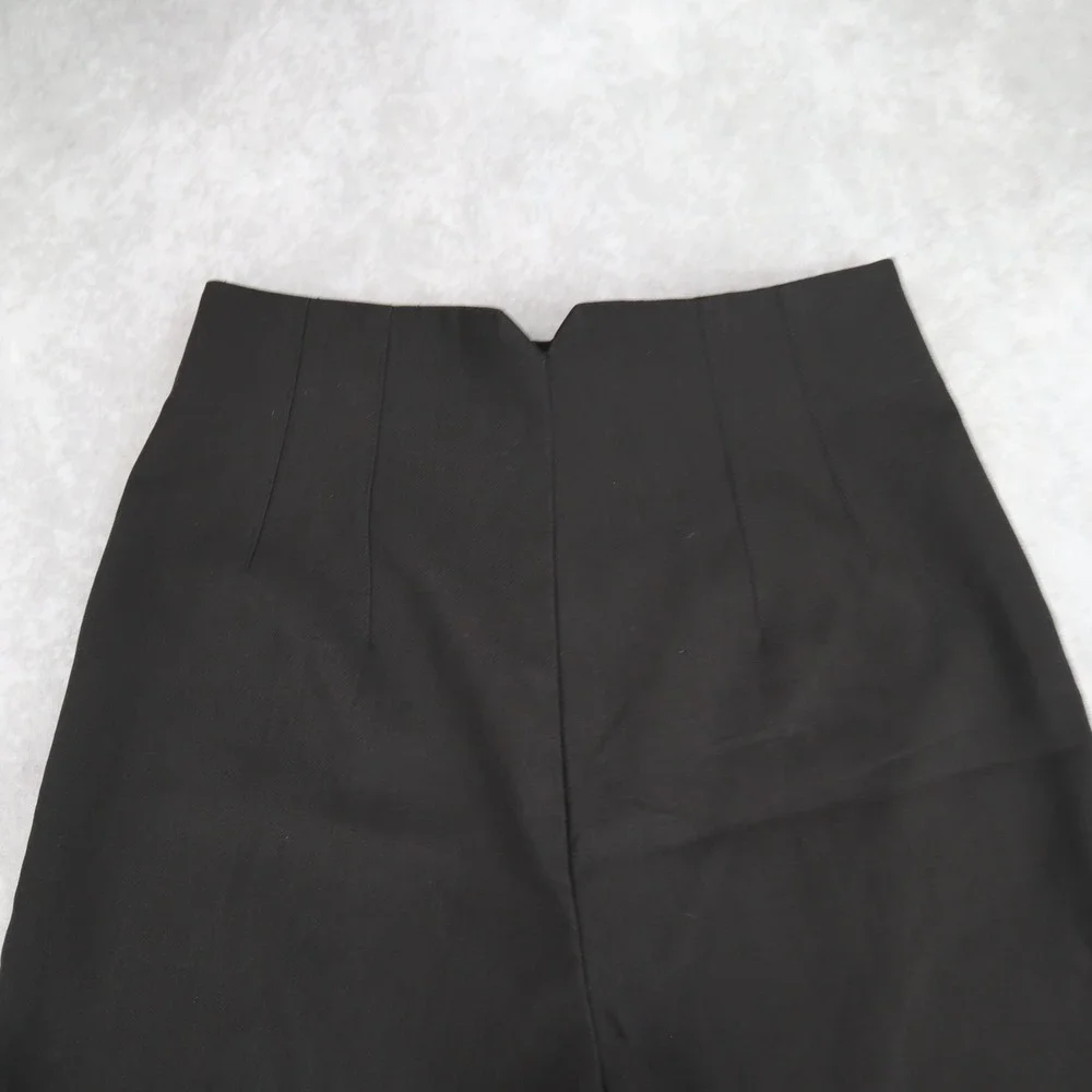 ZARA Pants Straight Leg Trouser Black High Waisted Seam Front Size M